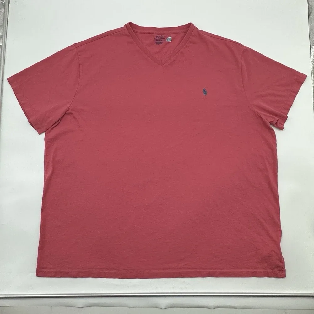 Polo Ralph Lauren Men's Big & Tall Size 3XB Pink Short Sleeve V-Neck T-Shirt